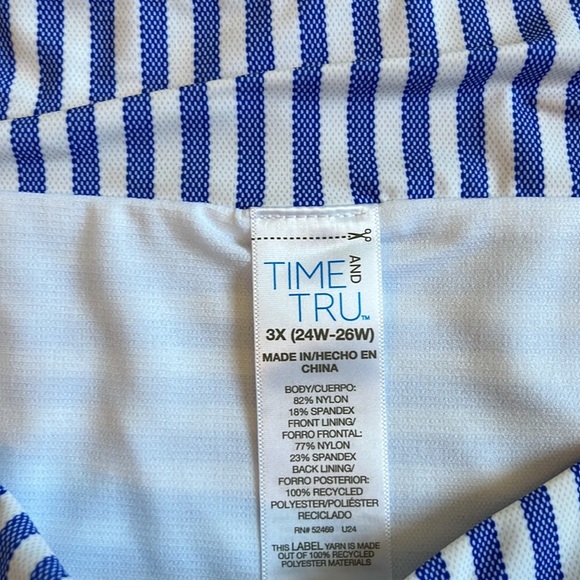 Time and Tru Women's Plus Striped Mid-Rise V-Bikini Bottom Size 3X (24W-26W) - Picture 10 of 11